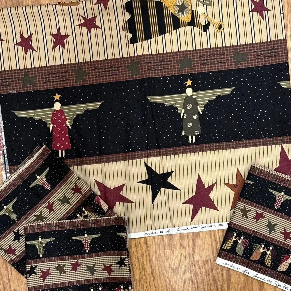 Vtg Moda ANGEL Stripe Cotton Fabric Quilt Bundle Moda Barmmock & Patak Xmas